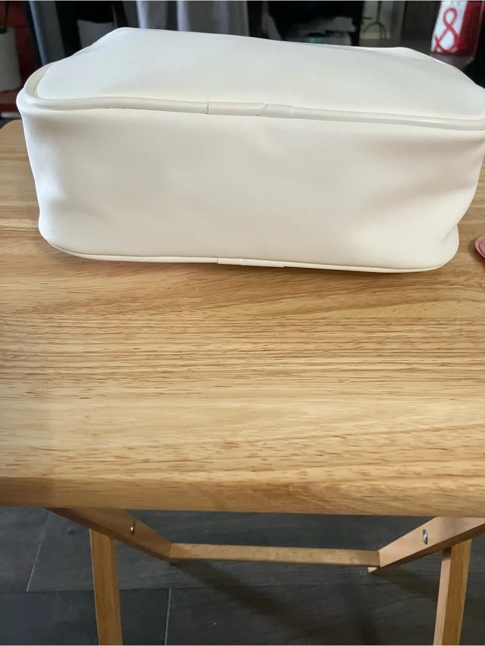 Pearl-Embellished Bridal Cosmetic Bag in White